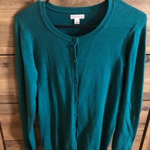 Green cardigan button down sweater